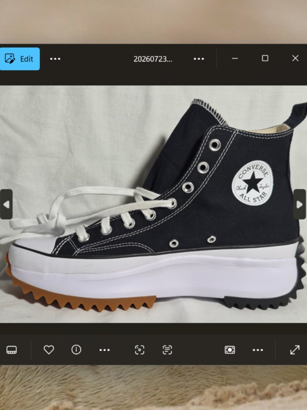 Converse Run Star Hike Black White High Sneakers Shoes 166800C Size M 10 W 11.5 - Picture 10 of 16